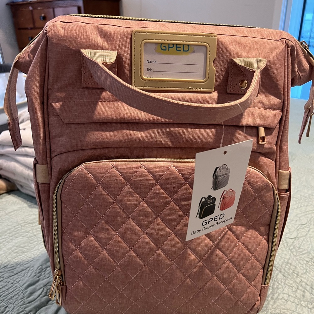 Pink Quilted diaper bag
